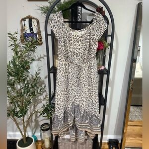 Indigo rose Maxi Sundress with Flutter Sleeves high low dress size petite large